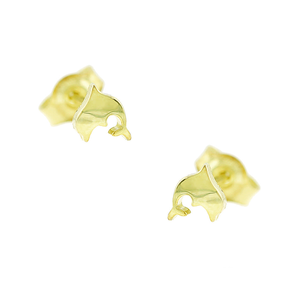 Yellow Gold Dolphin Stud Earrings