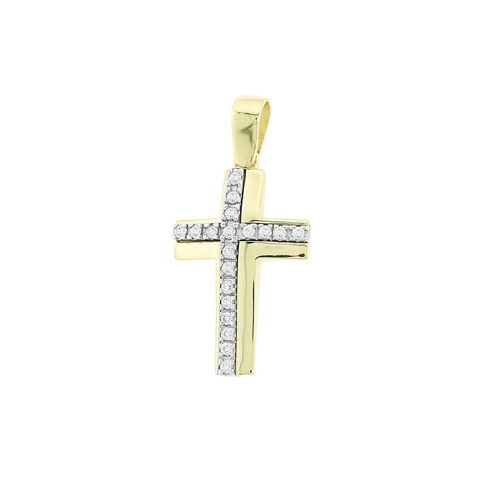 Yellow Gold Cross With Stones
