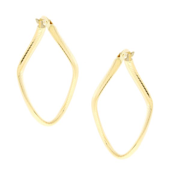 Yellow Gold Designed Hoop Earrings