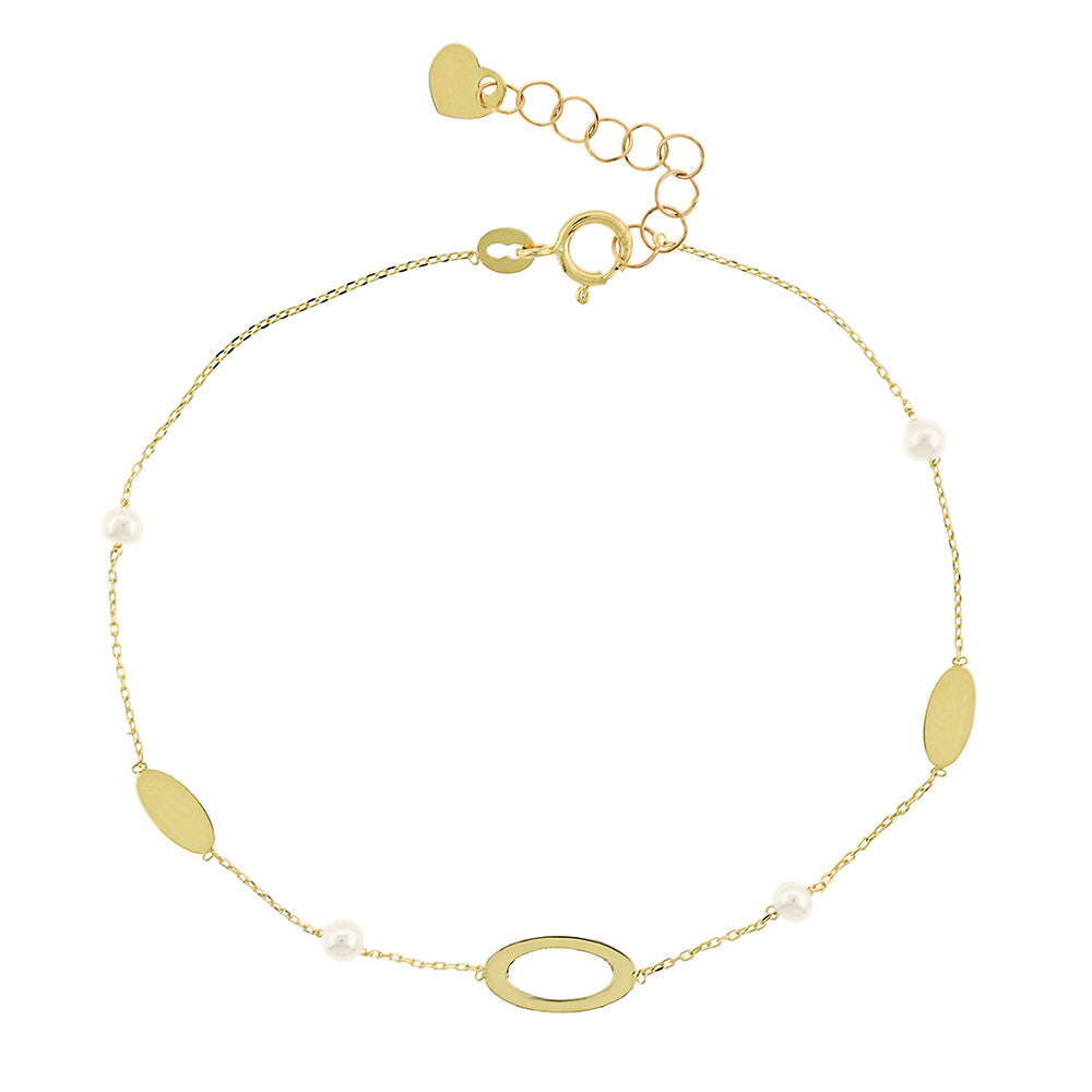 Yellow Gold Pearl Bracelet