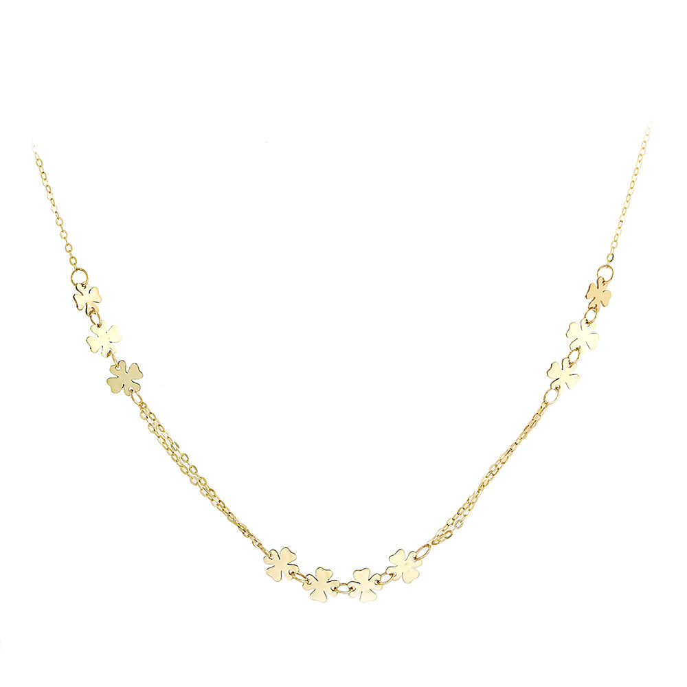 Yellow Gold Clover Necklace