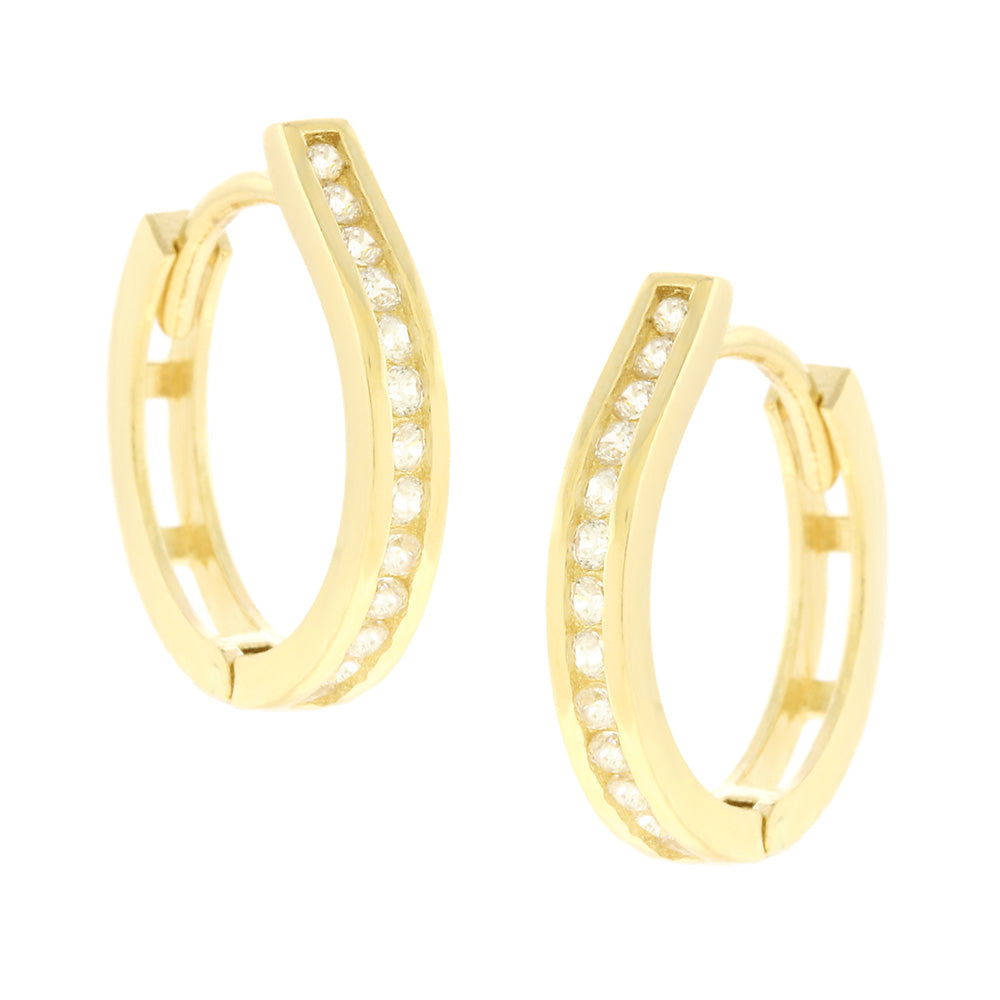 Yellow Gold Huggies With CZ