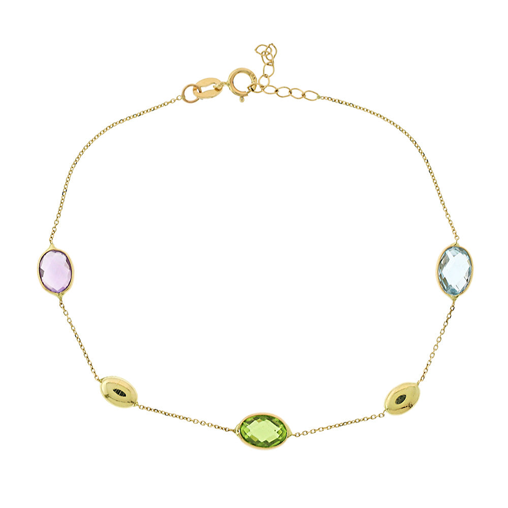 Yellow Gold Precious Stones Bracelet