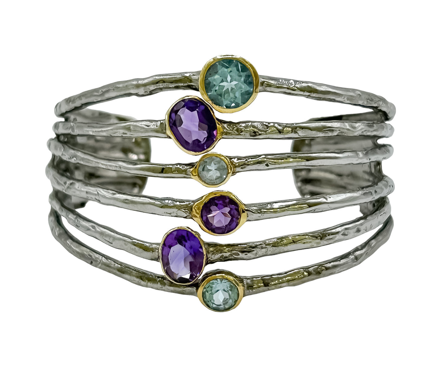 Oxidized Bangle With Gems