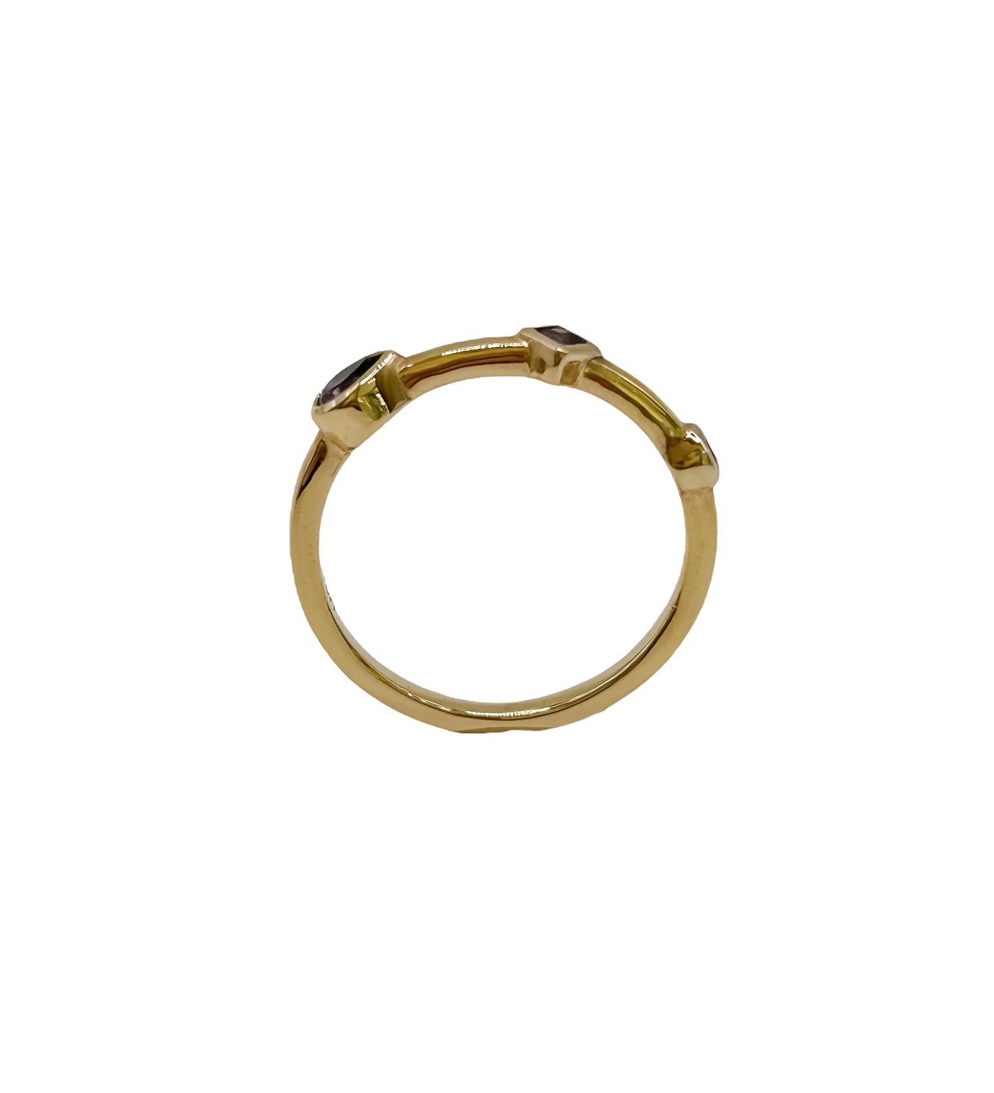 Rose gold ring with gemstones