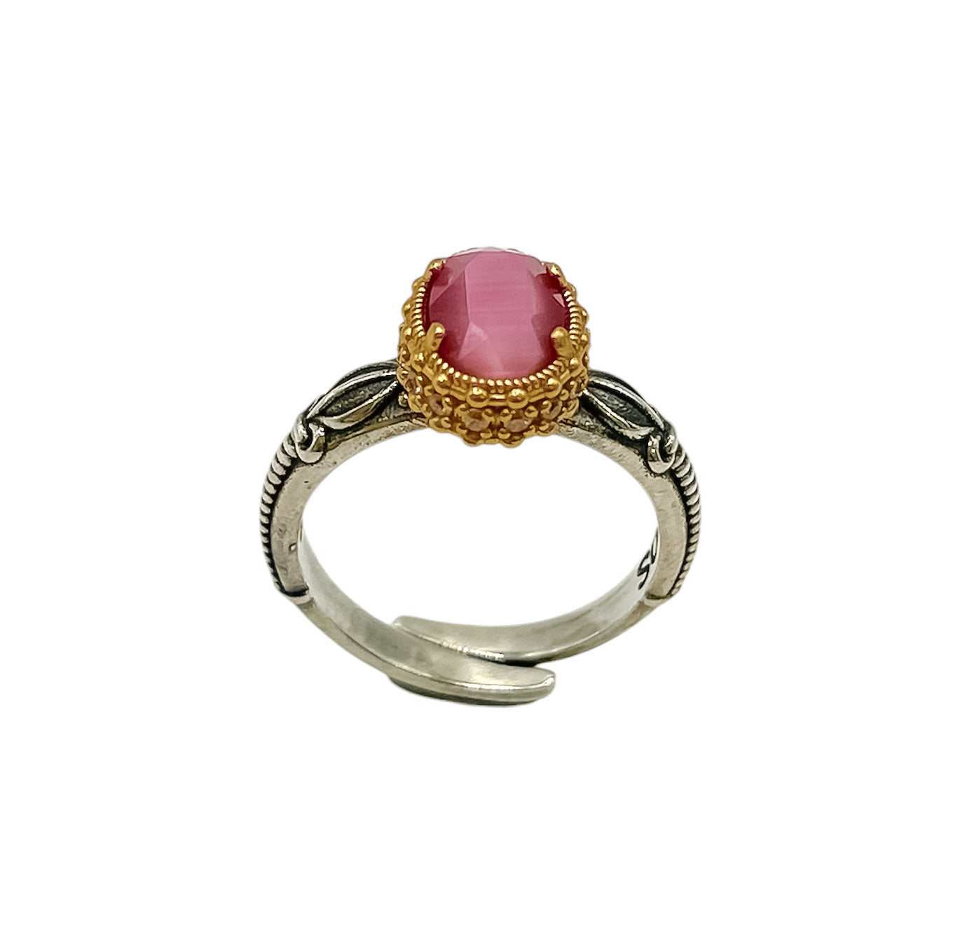 Silver Ring With Pink Swarovski