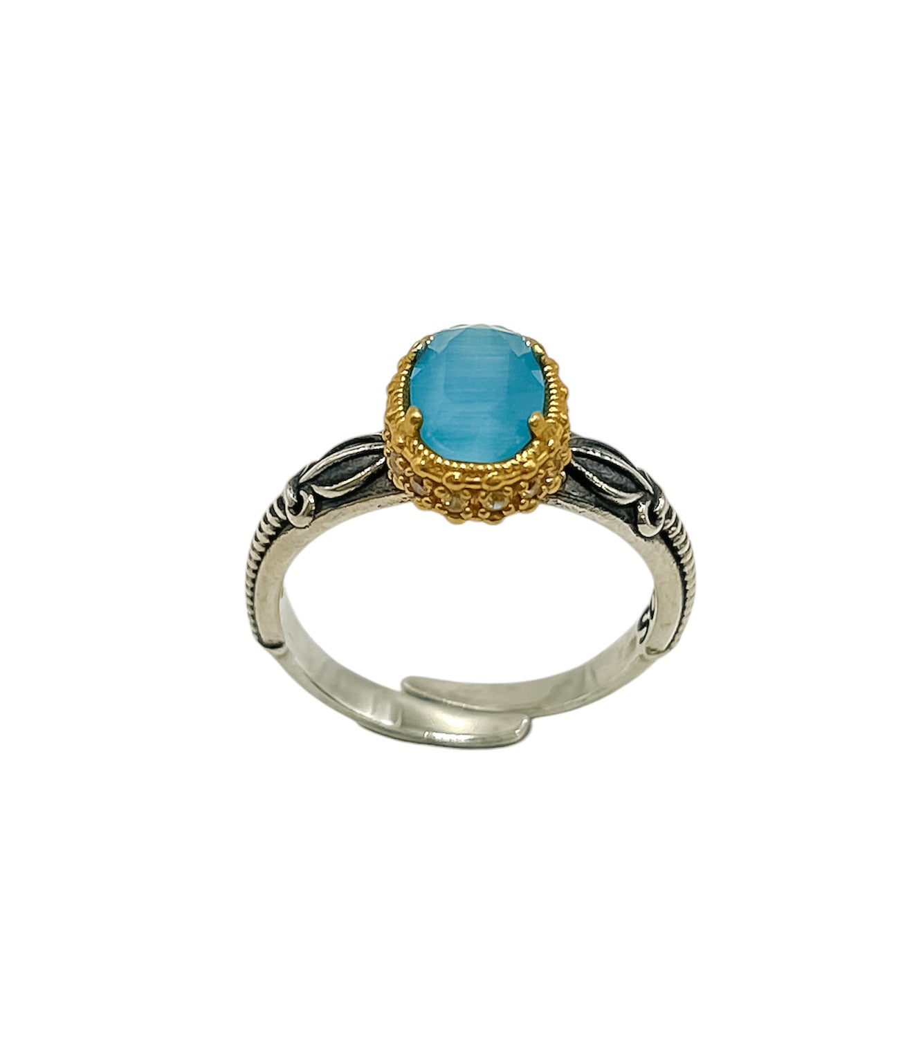 Silver Ring With Blue Swarovski