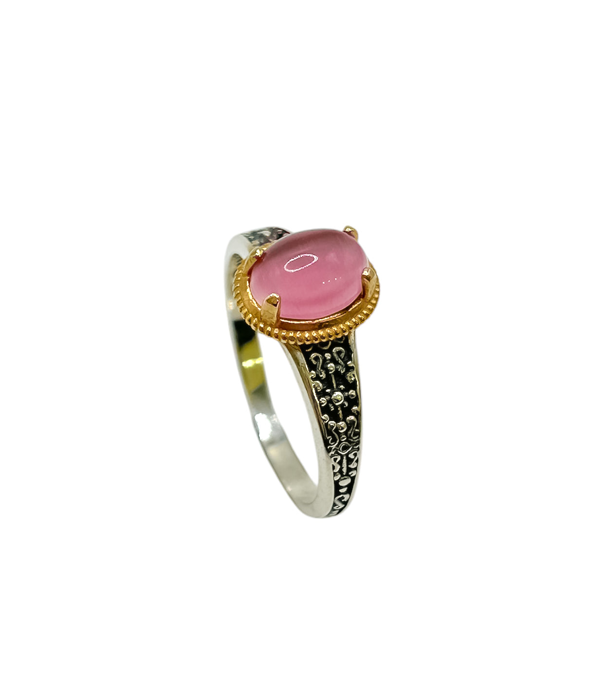 Silver Ring With Pink Swarovski