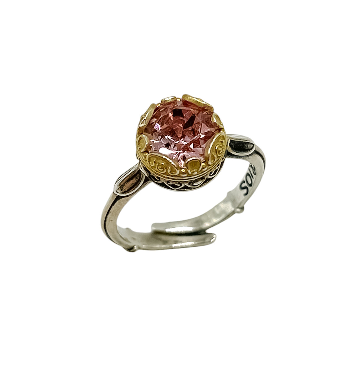 Silver Ring With Pink Swarovski