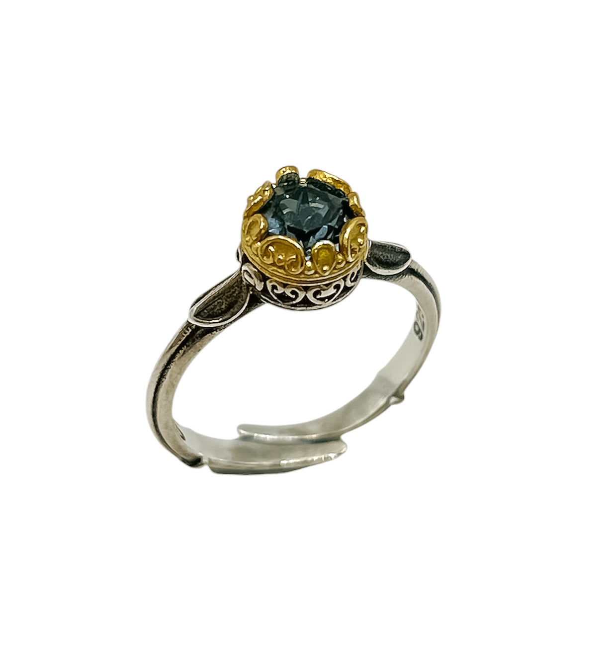 Silver Ring With Blue Swarovski