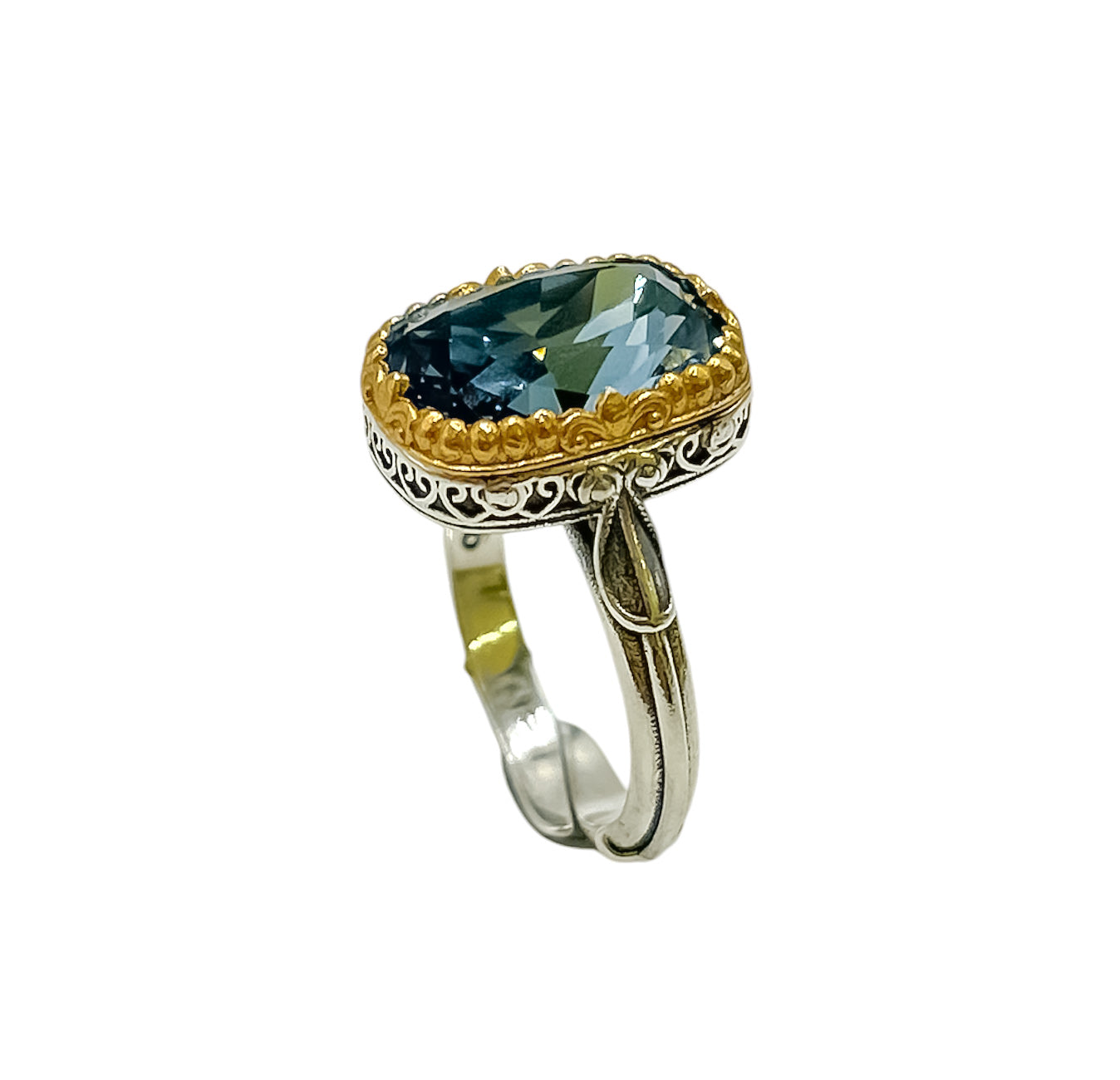 Silver Ring With Blue Swarovski