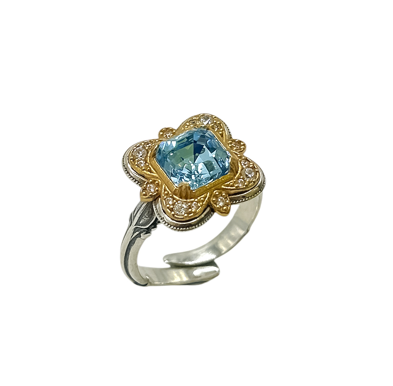 Silver Ring With Swarovski And Zircons