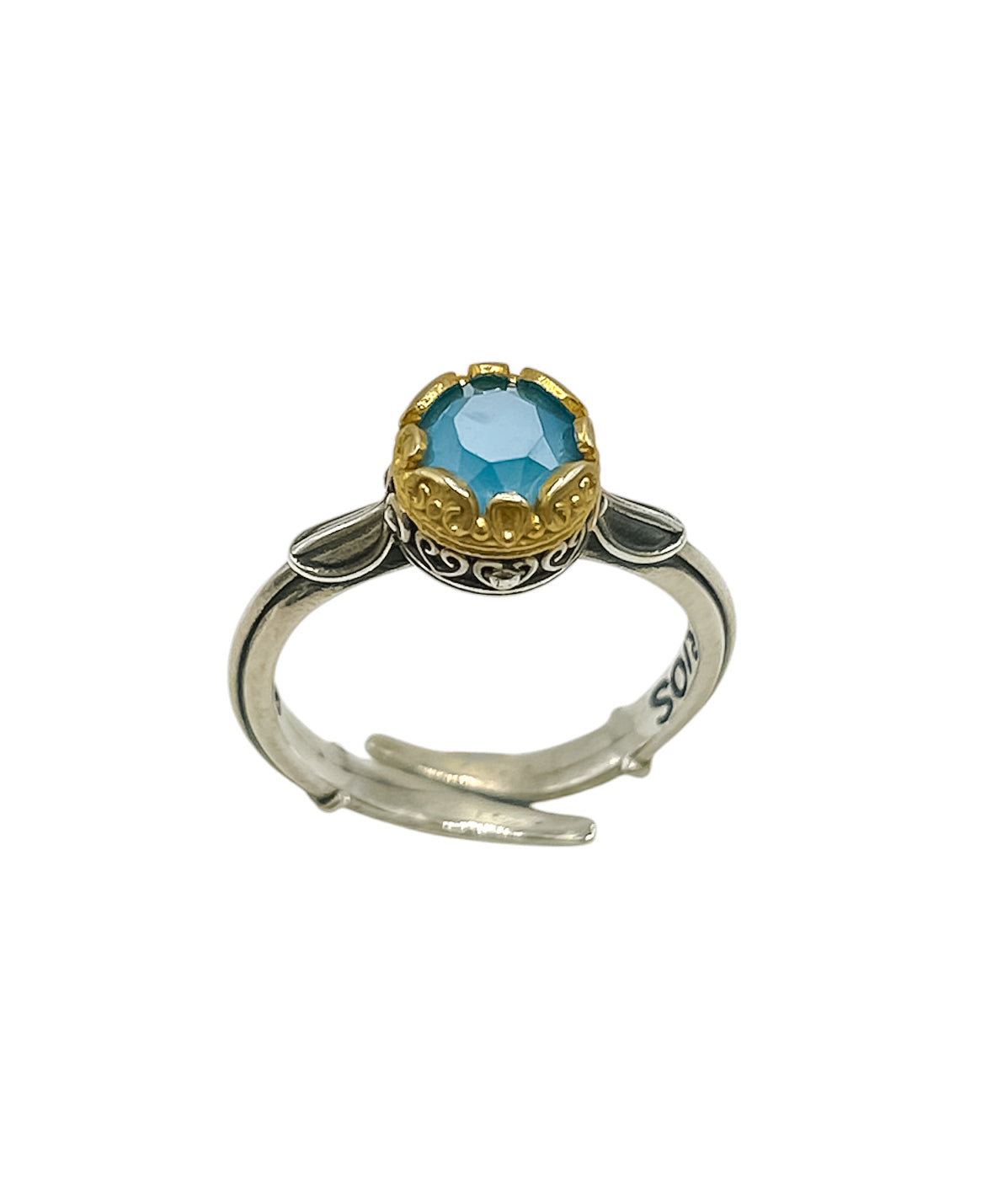 Silver Ring With Blue Swarovski