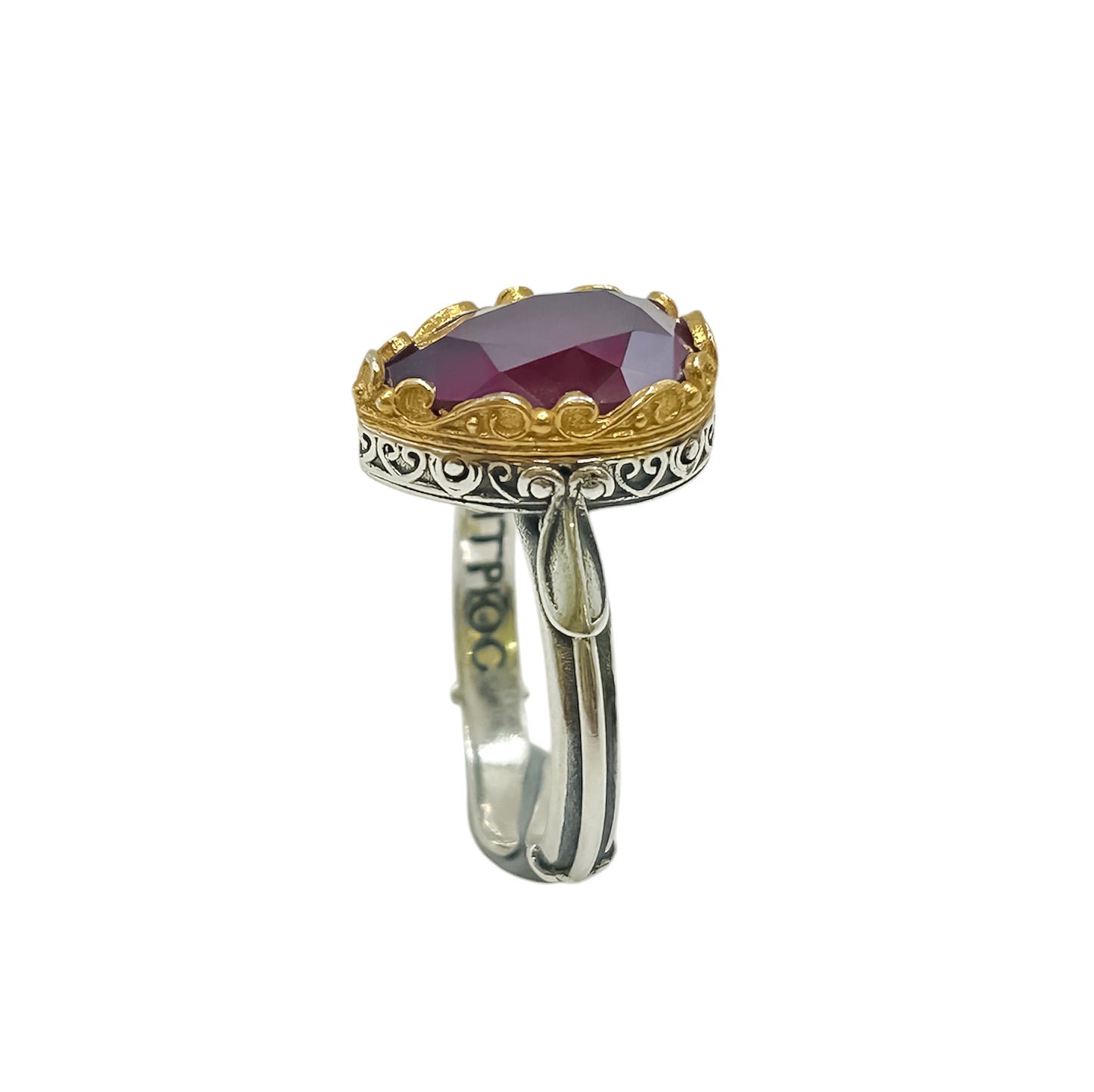 Silver Ring With Bordeaux Swarovski