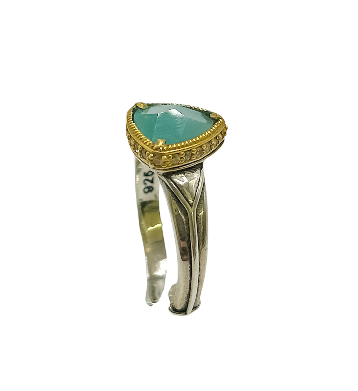 Silver Rectangular Ring With Swarovski