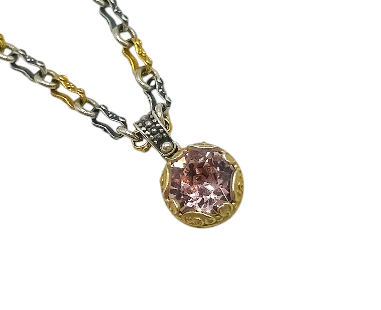 Silver Pendant With Pink Swarovski