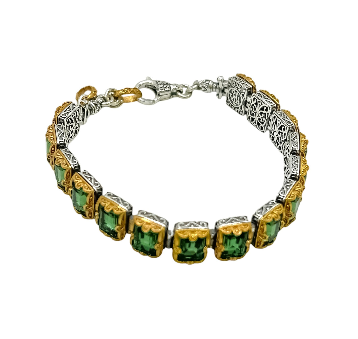 Silver Bracelet with Green Swarovski