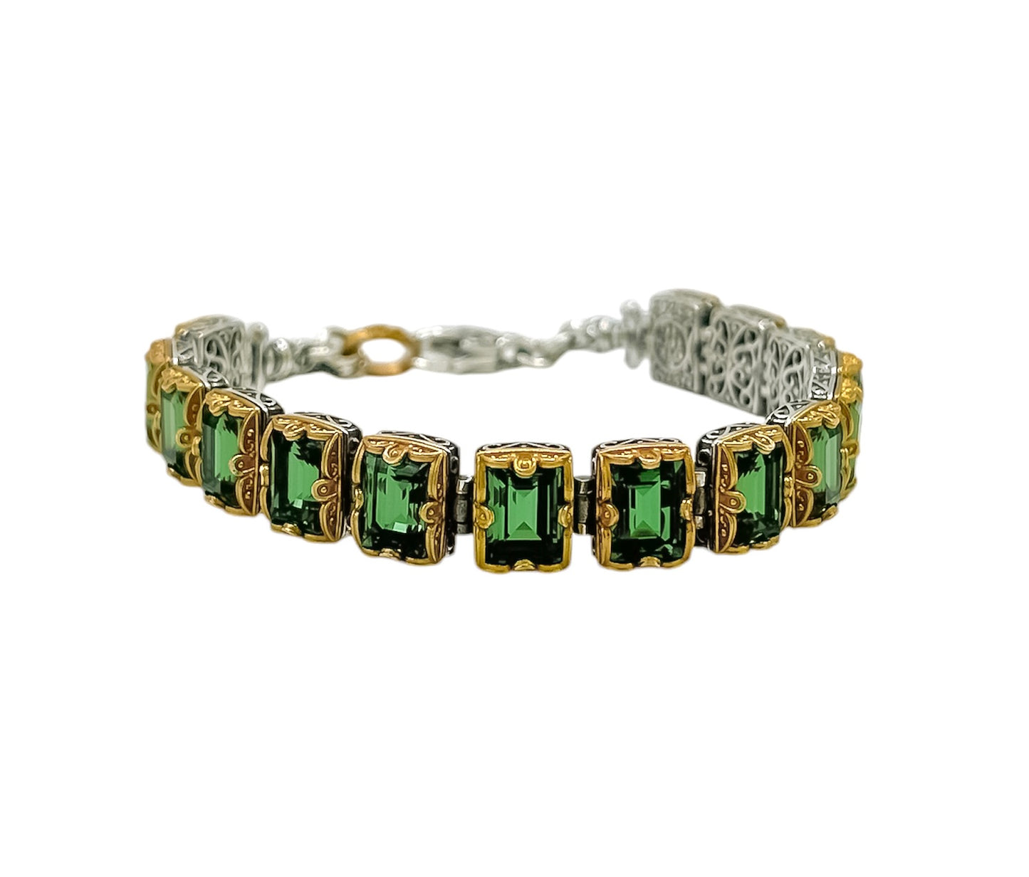 Silver Bracelet with Green Swarovski