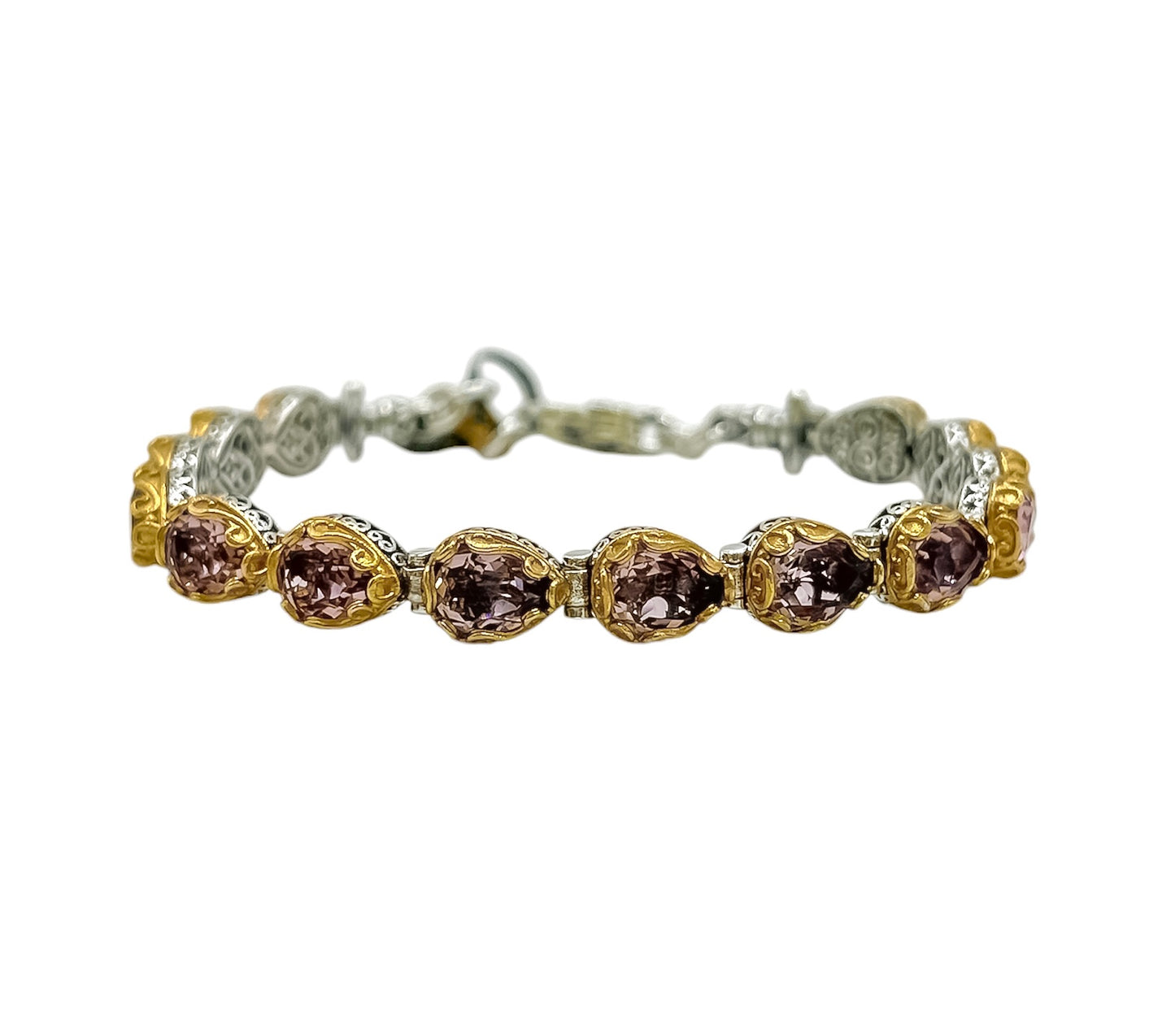 Silver Bracelet with Pink Swarovski