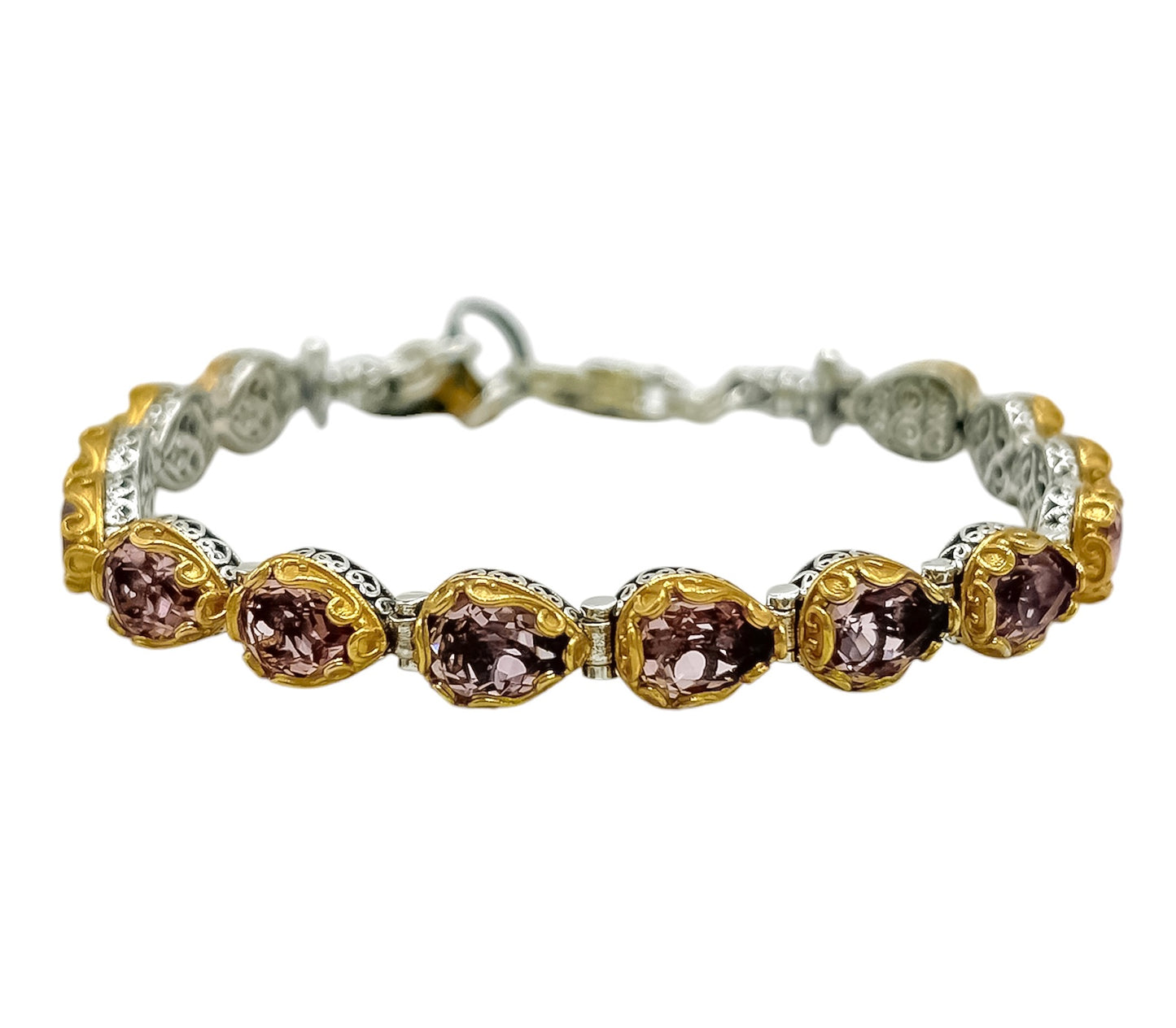 Silver Bracelet with Pink Swarovski