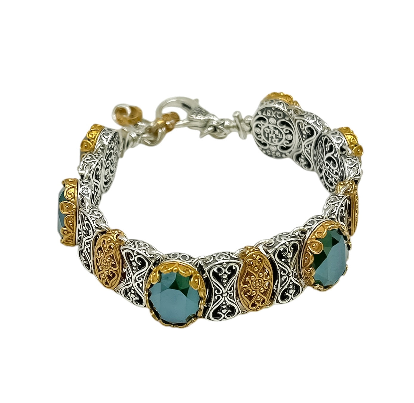 Silver Bracelet with Green Swarovski