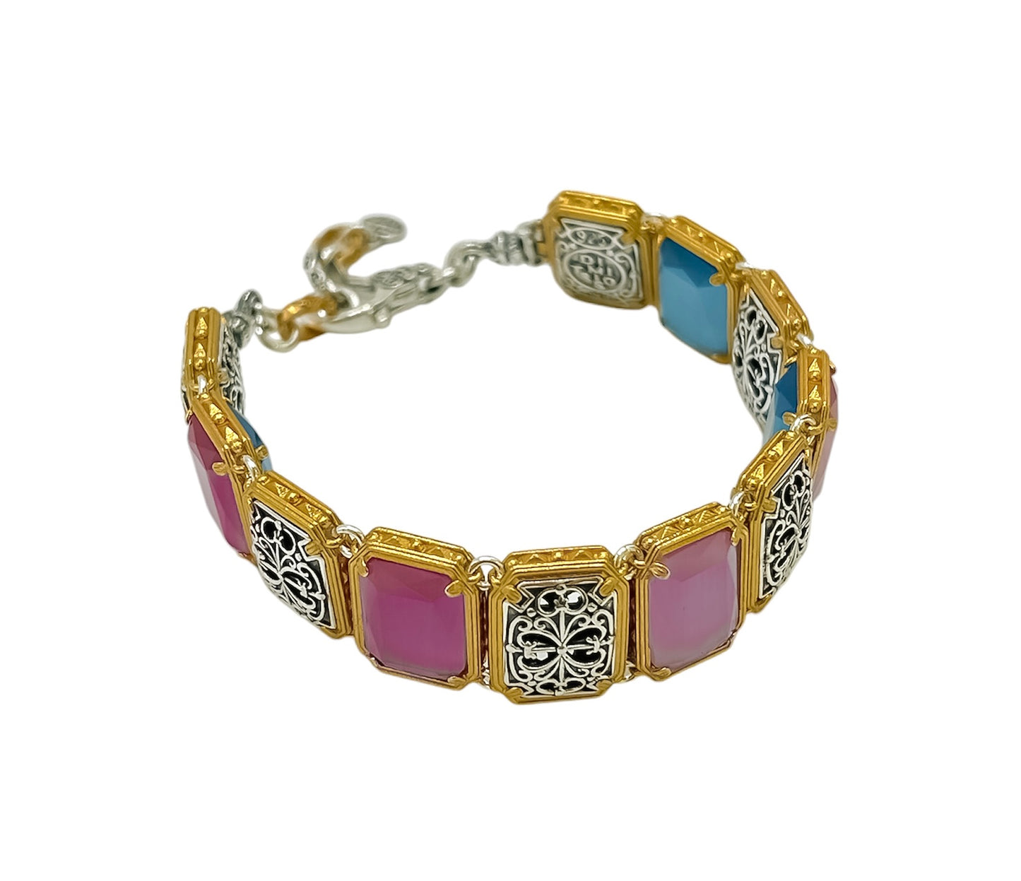 Double Sided Silver Bracelet with Swarovski