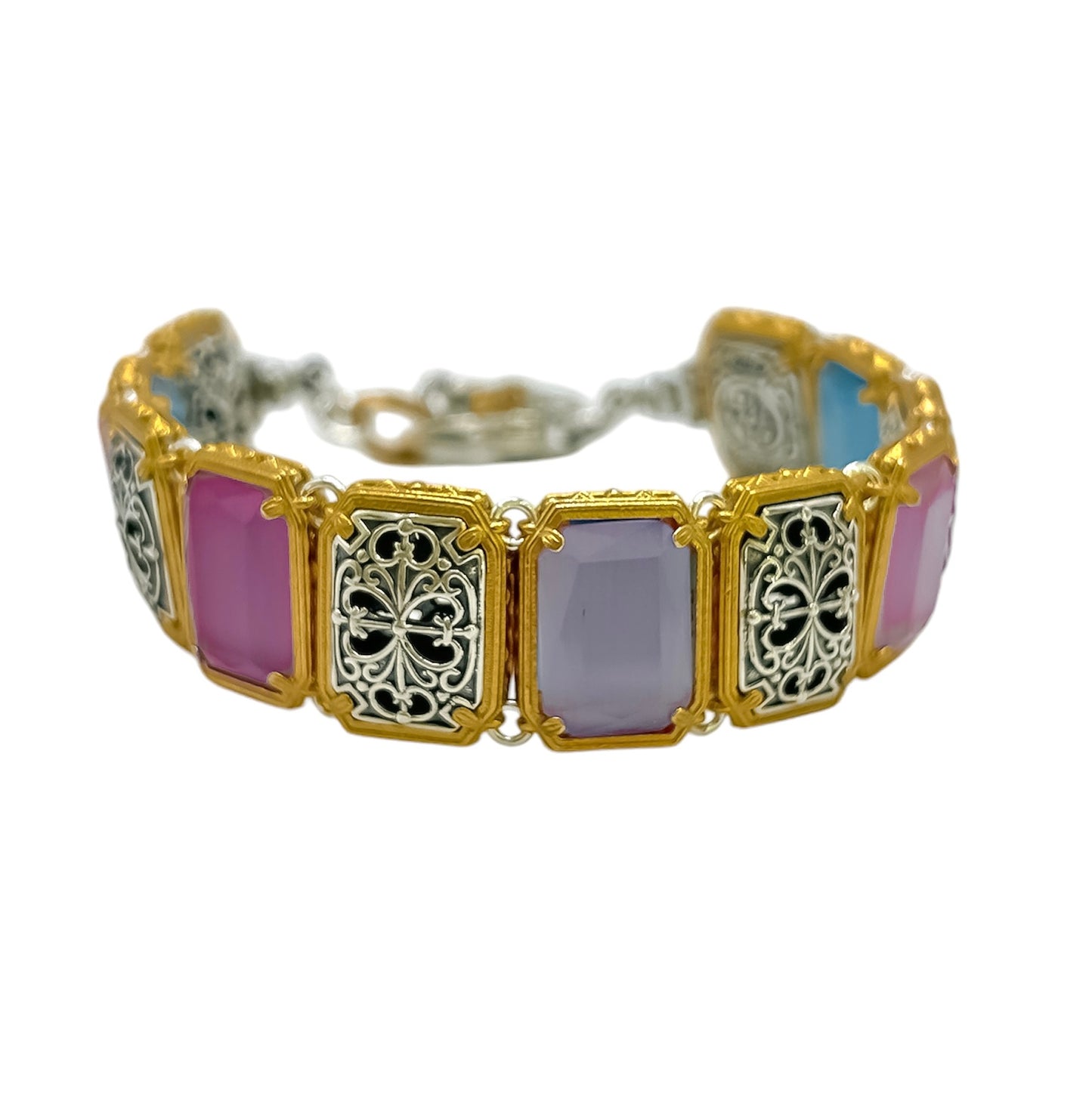 Double Sided Silver Bracelet with Swarovski