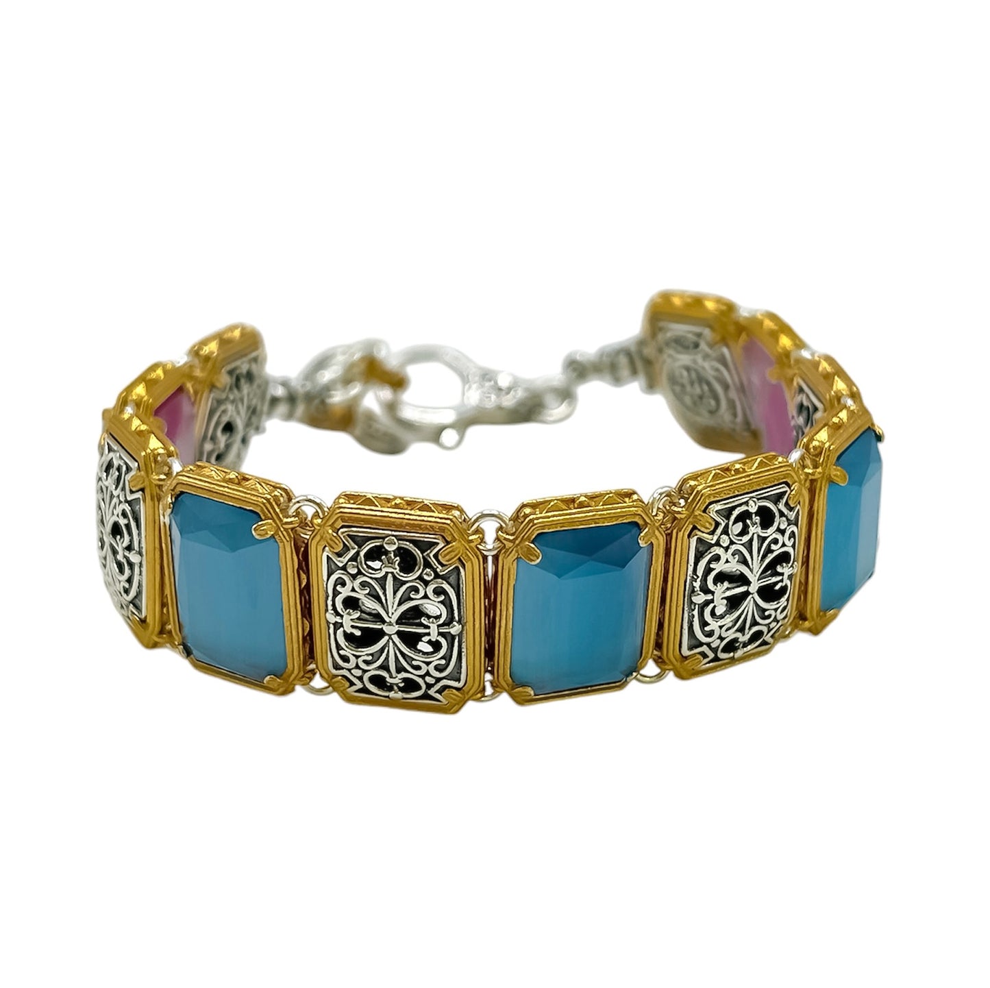 Double Sided Silver Bracelet with Swarovski