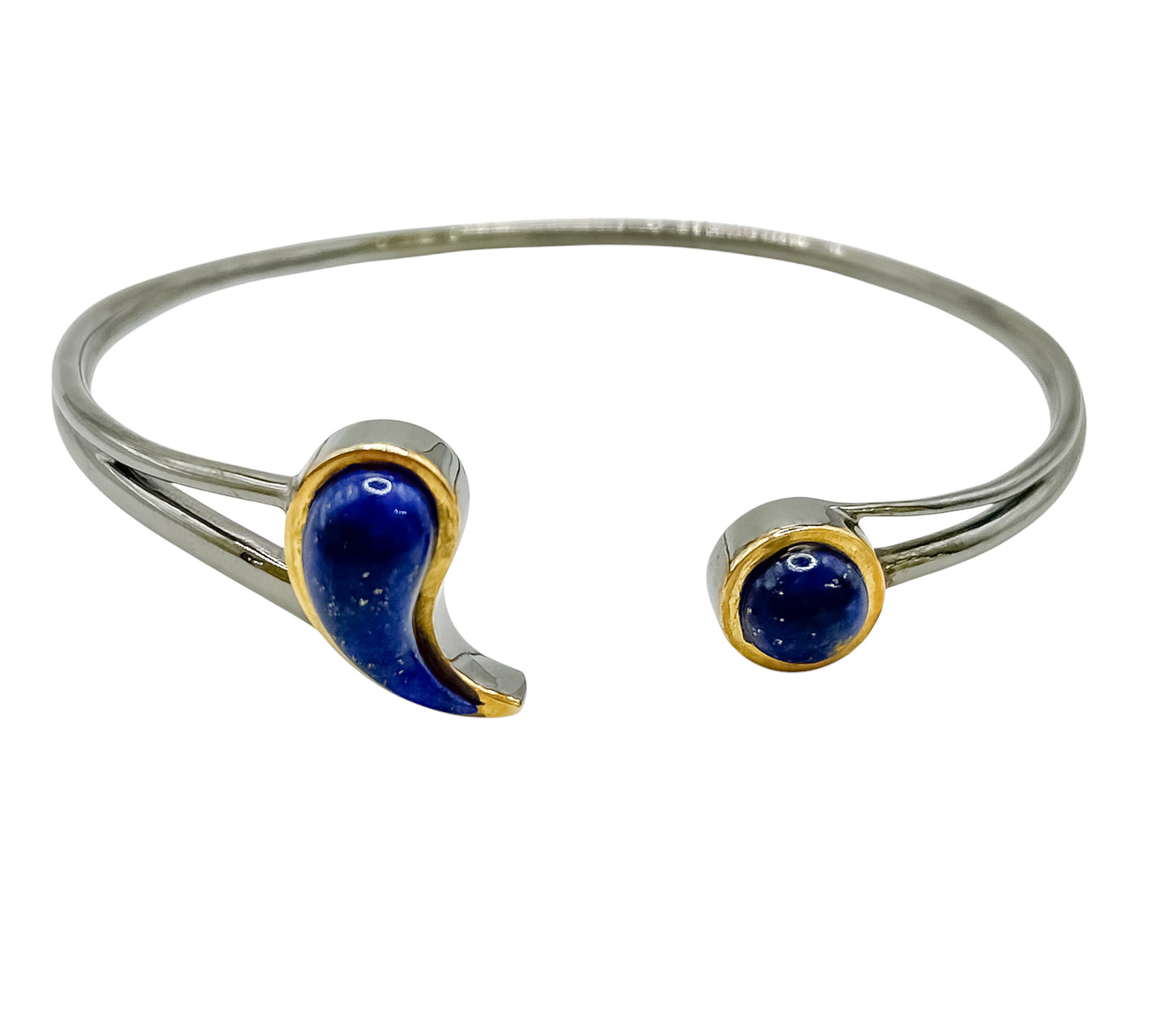 Silver Bangle With Lapis Lazuli