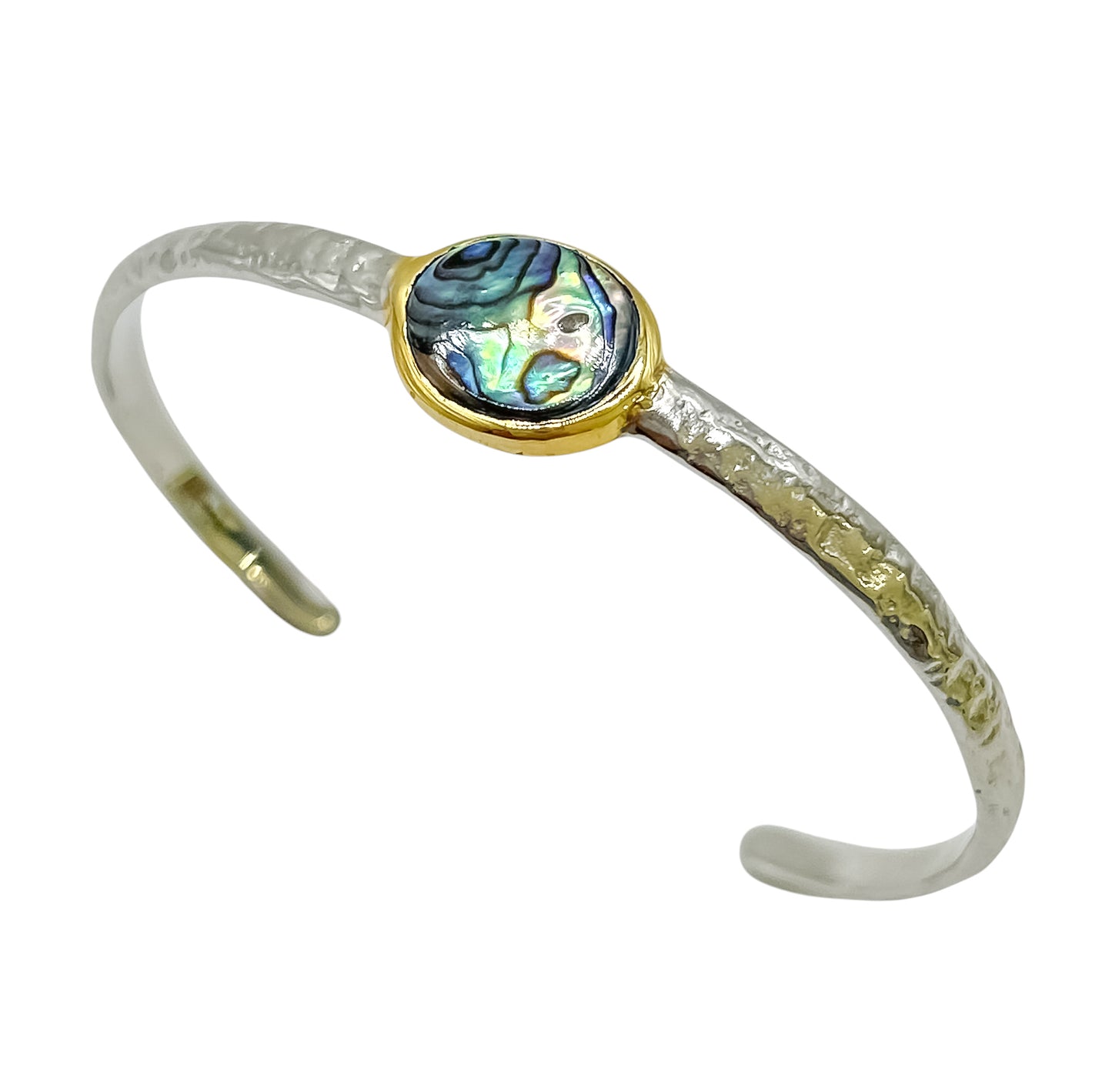 Silver Bangle With Abalone