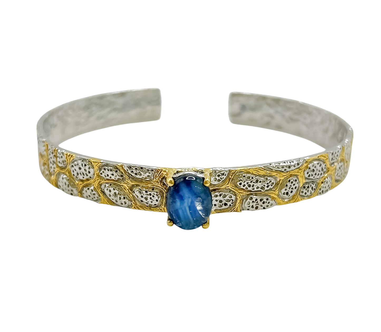 Silver Bangle With Spectrolite
