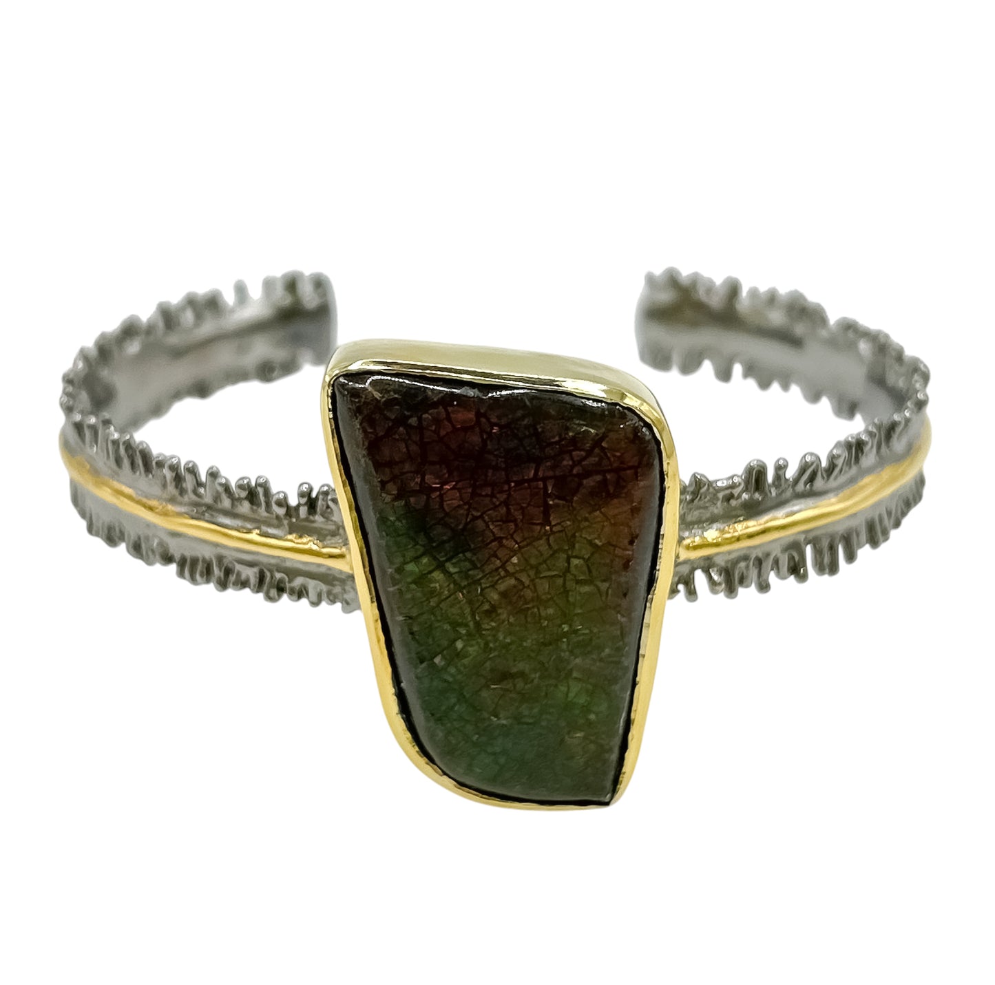 Silver Bangle With Ammolite