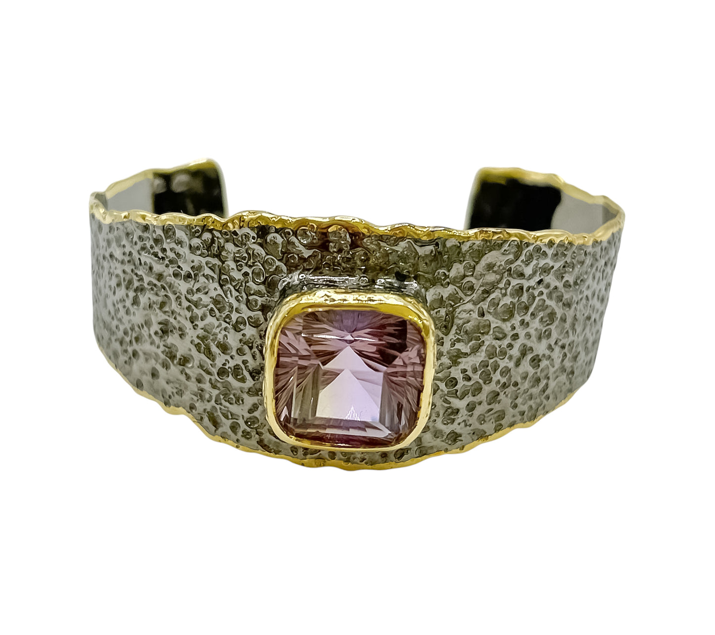 Silver Bangle With Amethyst