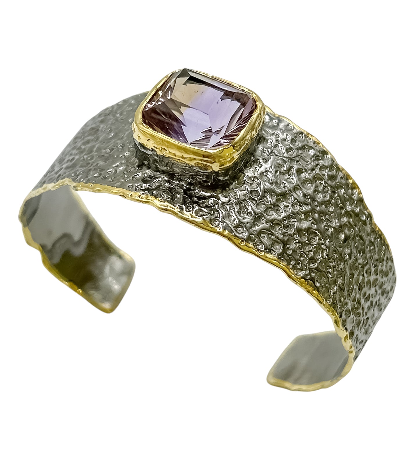 Silver Bangle With Amethyst