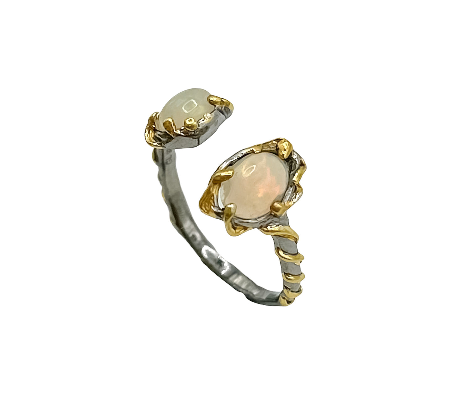 Silver Ring With Opals