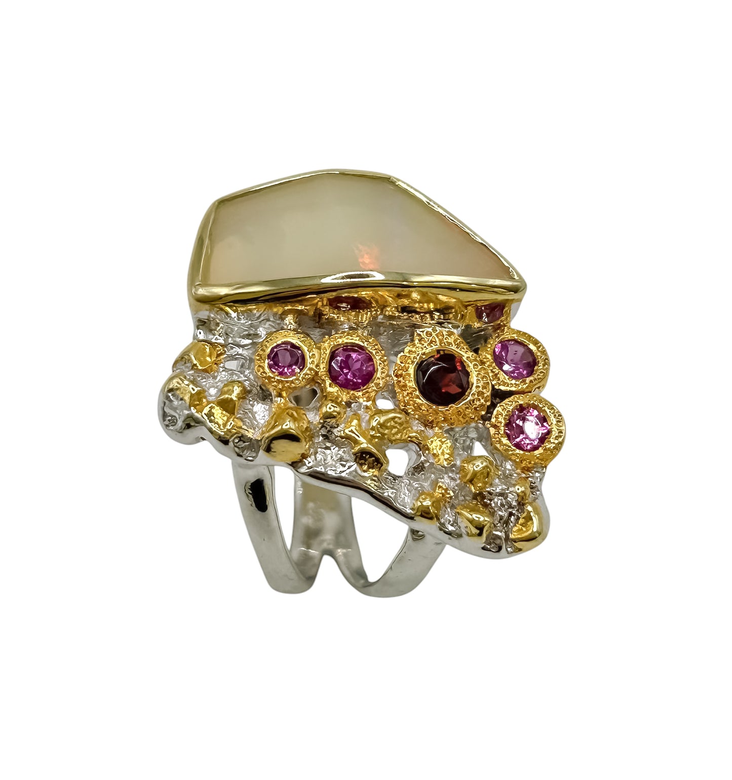Silver Ring With Opal & Gems