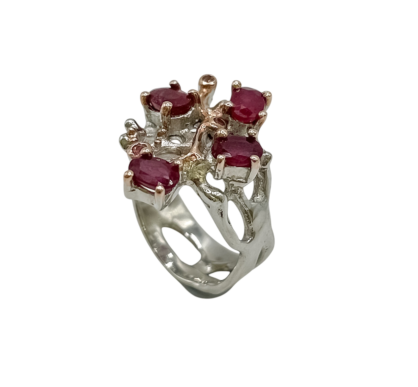 Silver Ring With Rubies