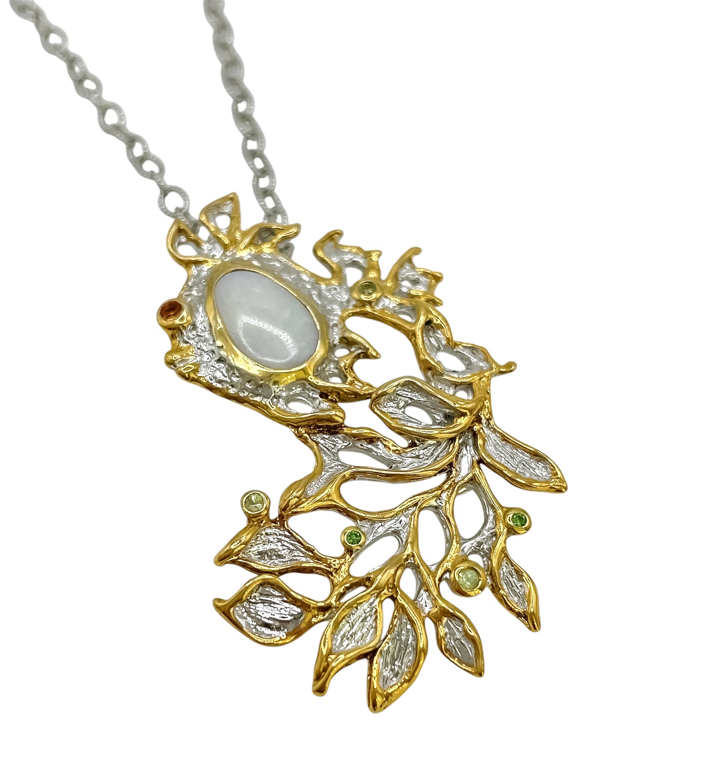 Silver Necklace With Opal