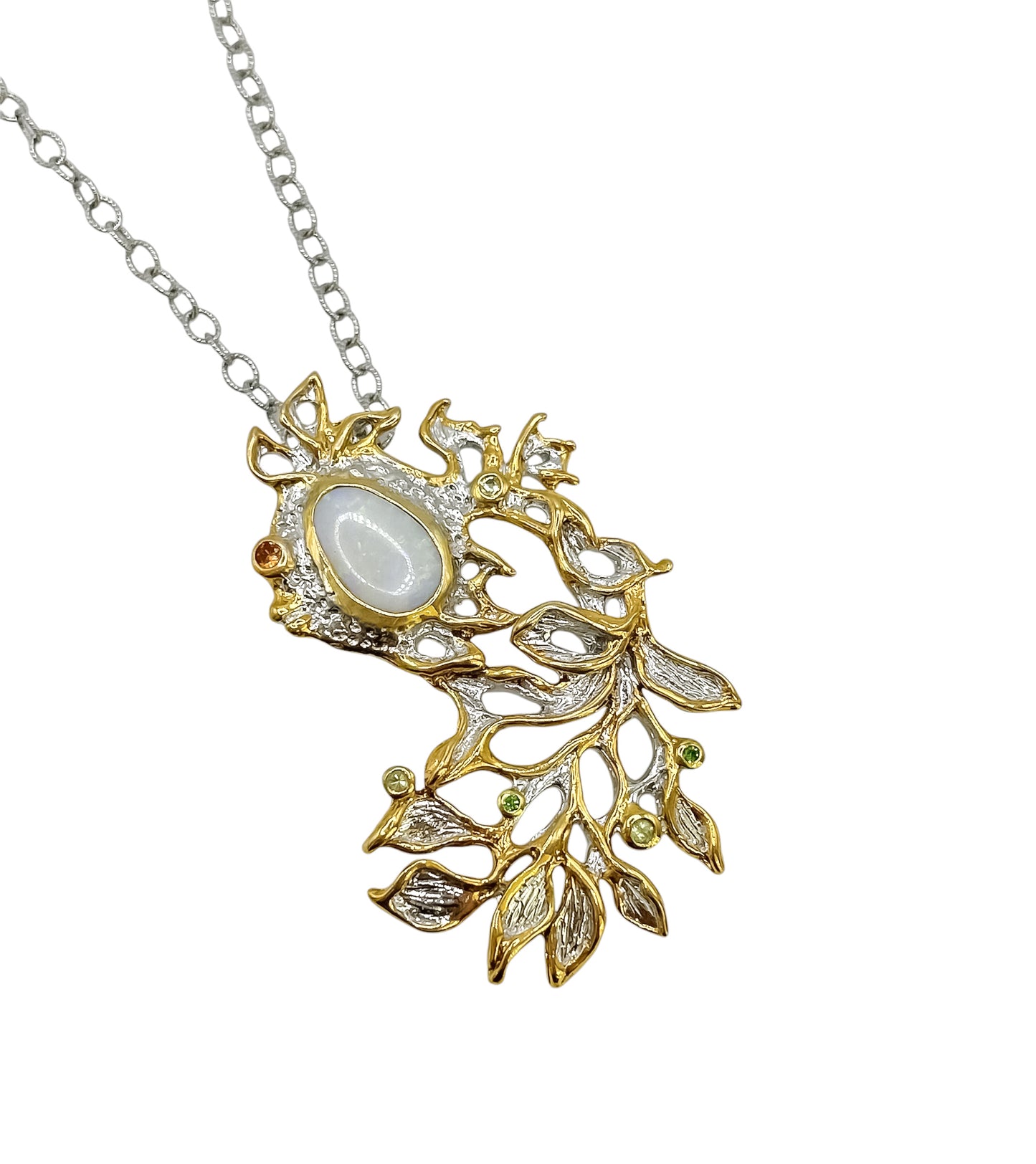 Silver Necklace With Opal