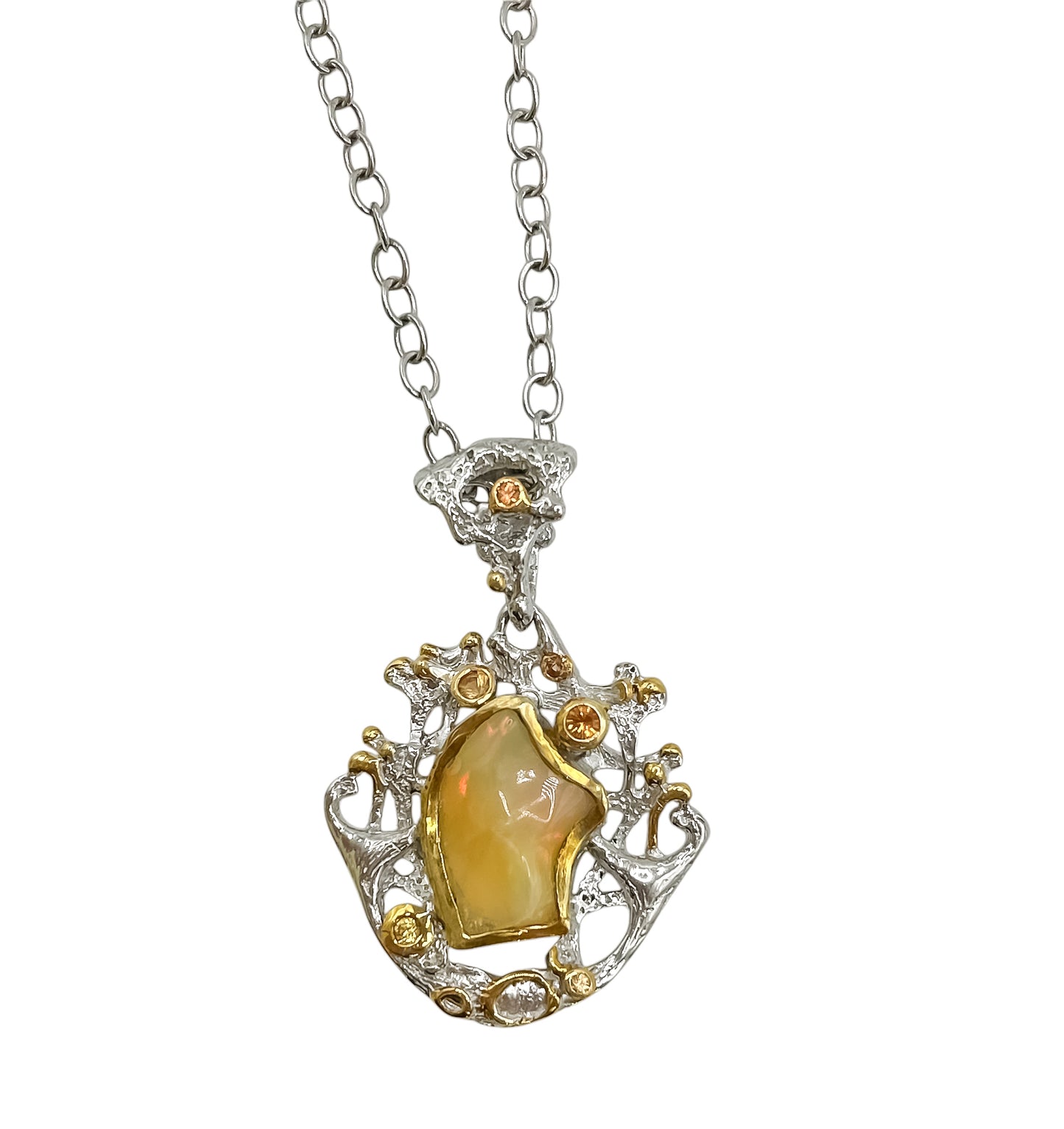 Silver Necklace With Opal