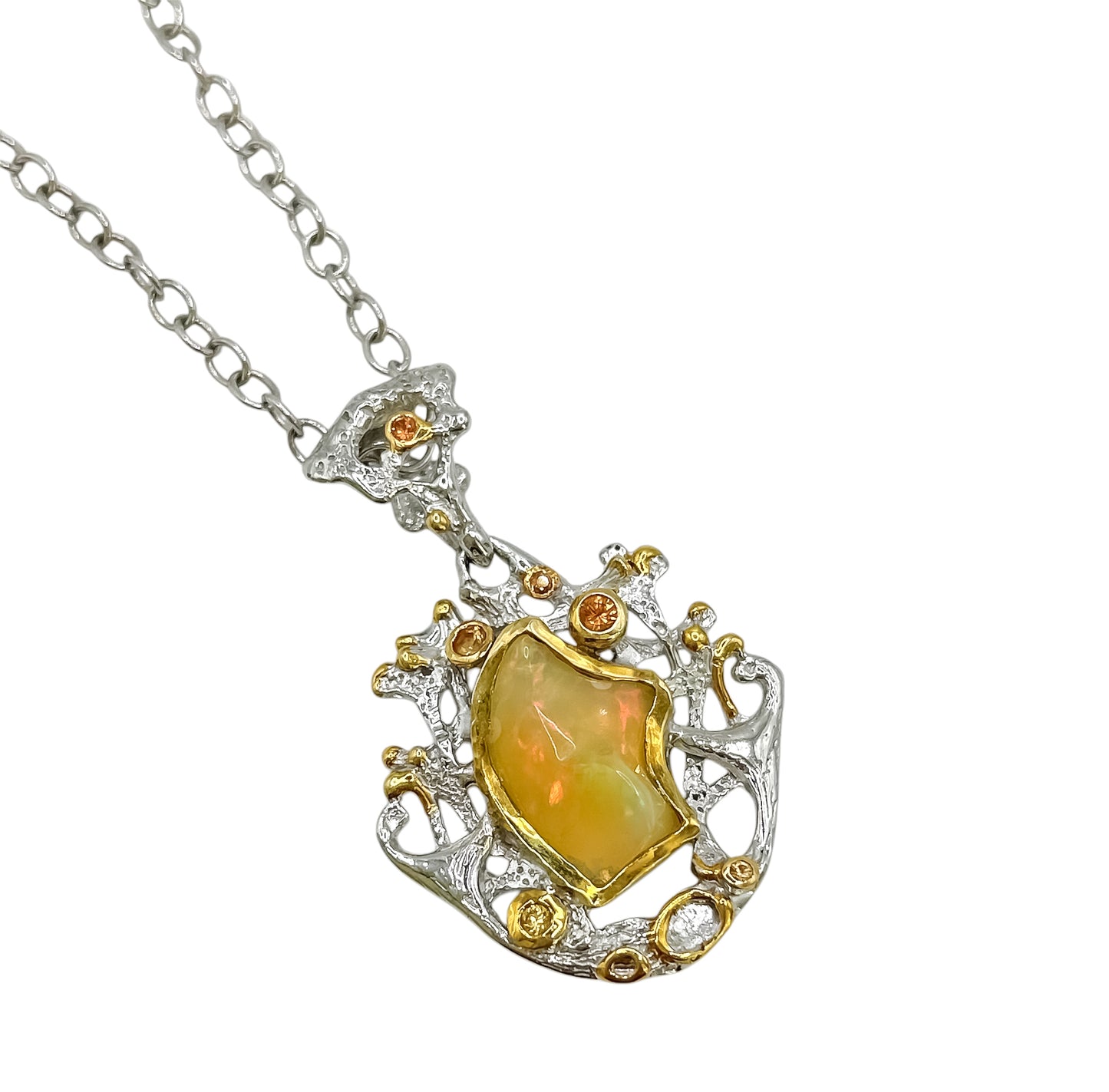 Silver Necklace With Opal