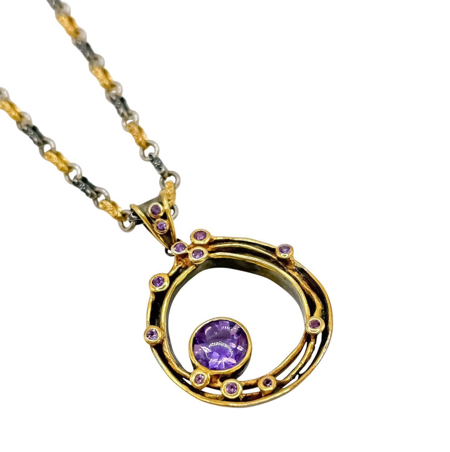 Silver Pendant With Amethyst