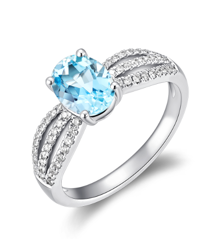 Aquamarine Diamond Ring