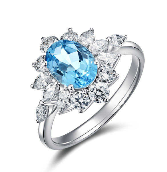 Aquamarine Diamond Ring