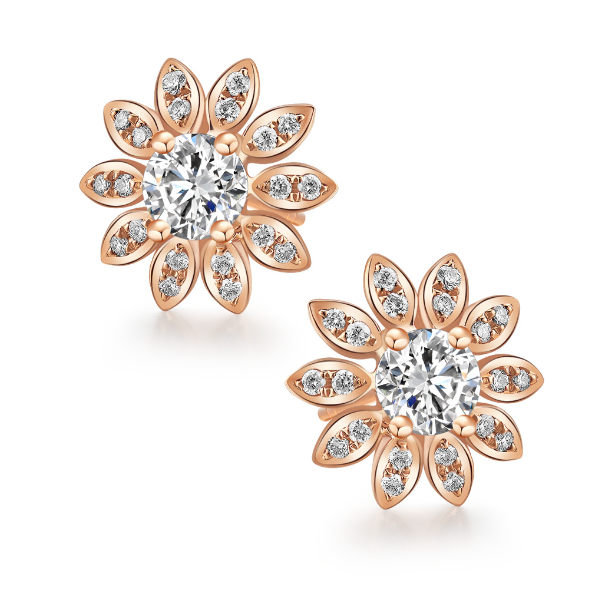 Diamond Flower Earrings