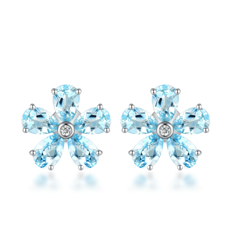 Aquamarine Flower Earrings