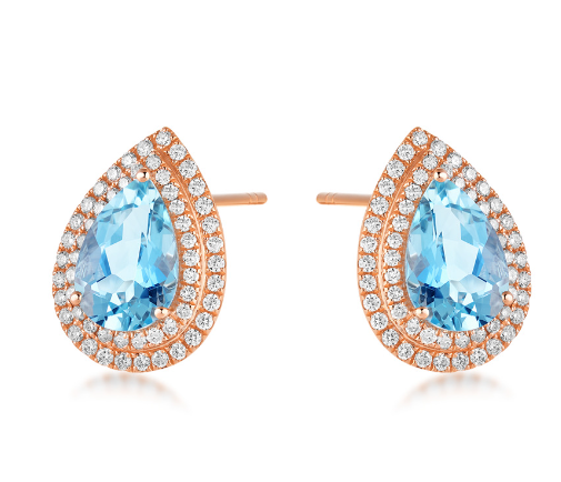Aquamarine Diamond Stud Earrings