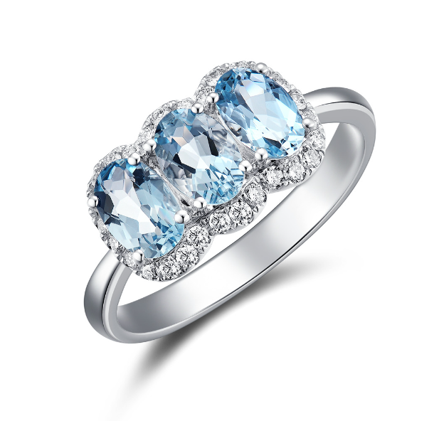 Aquamarine Diamond Ring