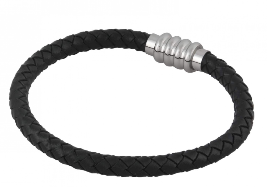 Single Black Leather Bracelet