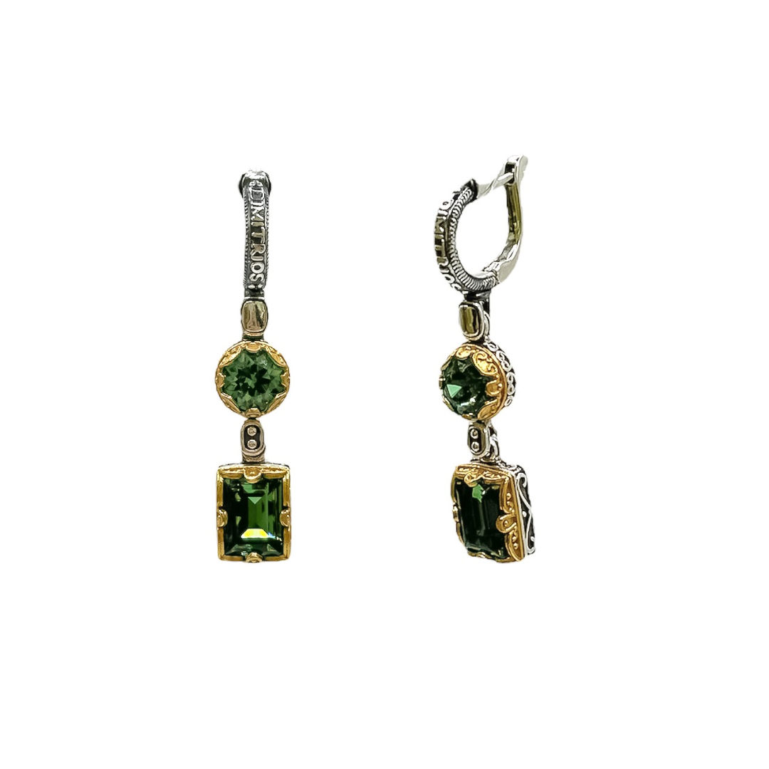 Silver Earrings with Green Stones